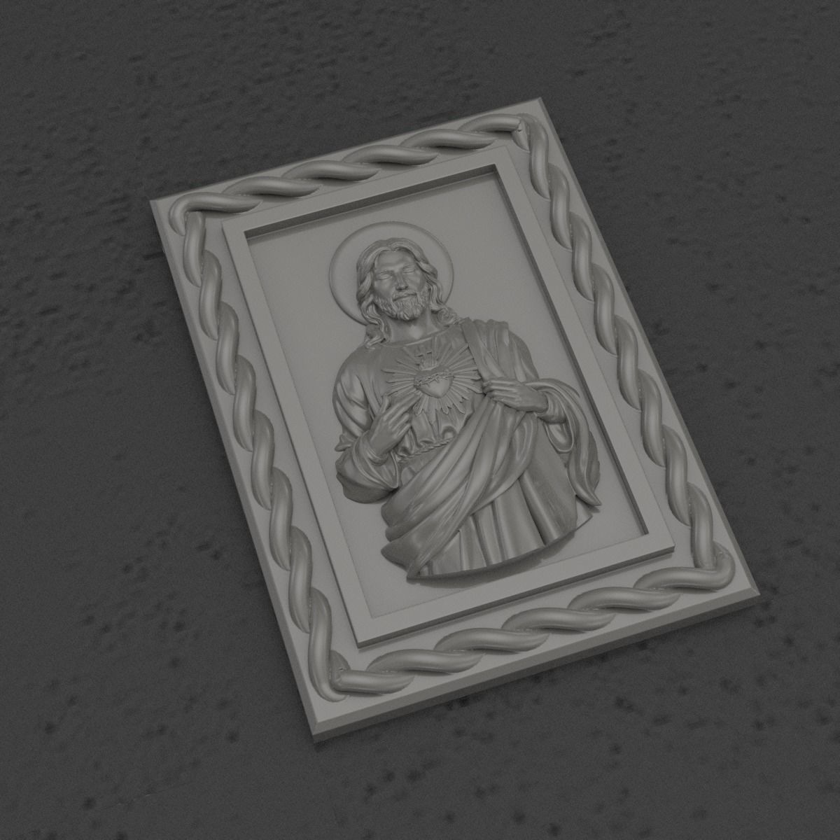 Sacred heart pendant  3D print model_4