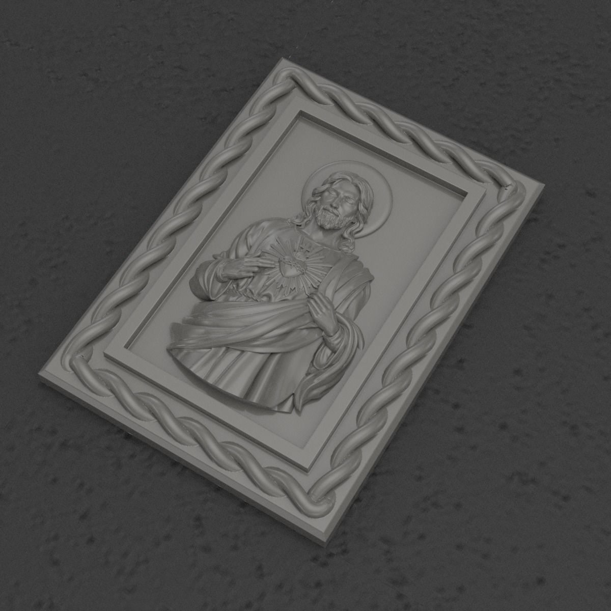 Sacred heart pendant  3D print model_7