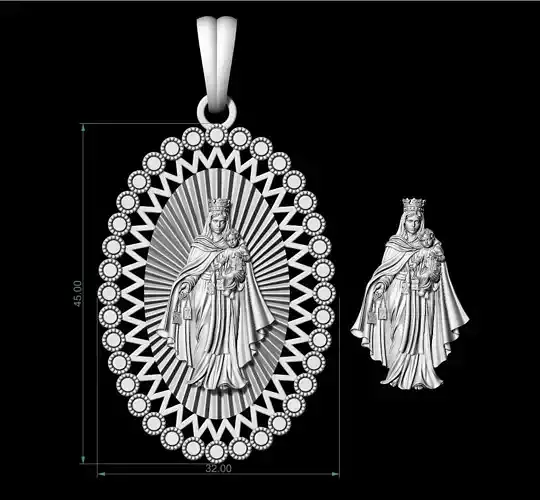Virgen del Carmen medal pendant 3D print model