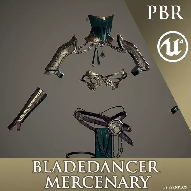 Bladedancer Mercenary Armor  - Game Ready Free low-poly 3D model_0