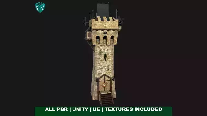 Castle Watch Tower 01 All PBR Unity UE Textures Included