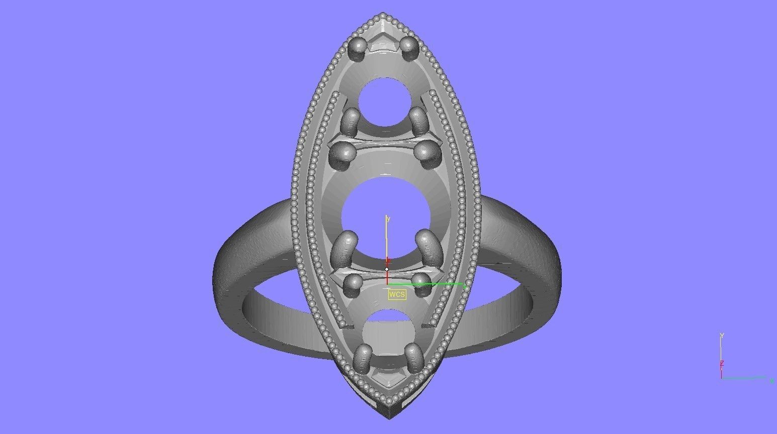 Marquise Shape Three Round Diamond Solitaire Ring 3D print model_13