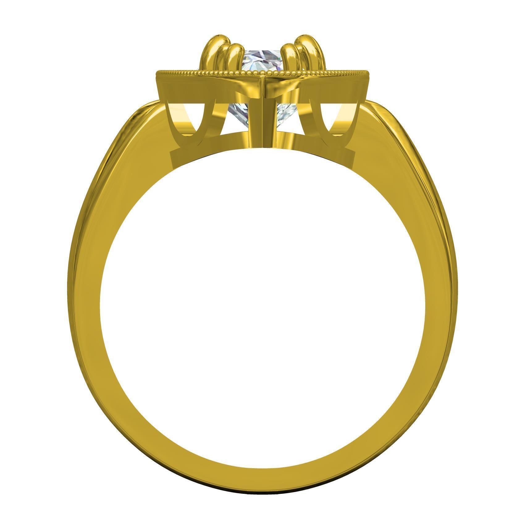 Marquise Shape Three Round Diamond Solitaire Ring 3D print model_4
