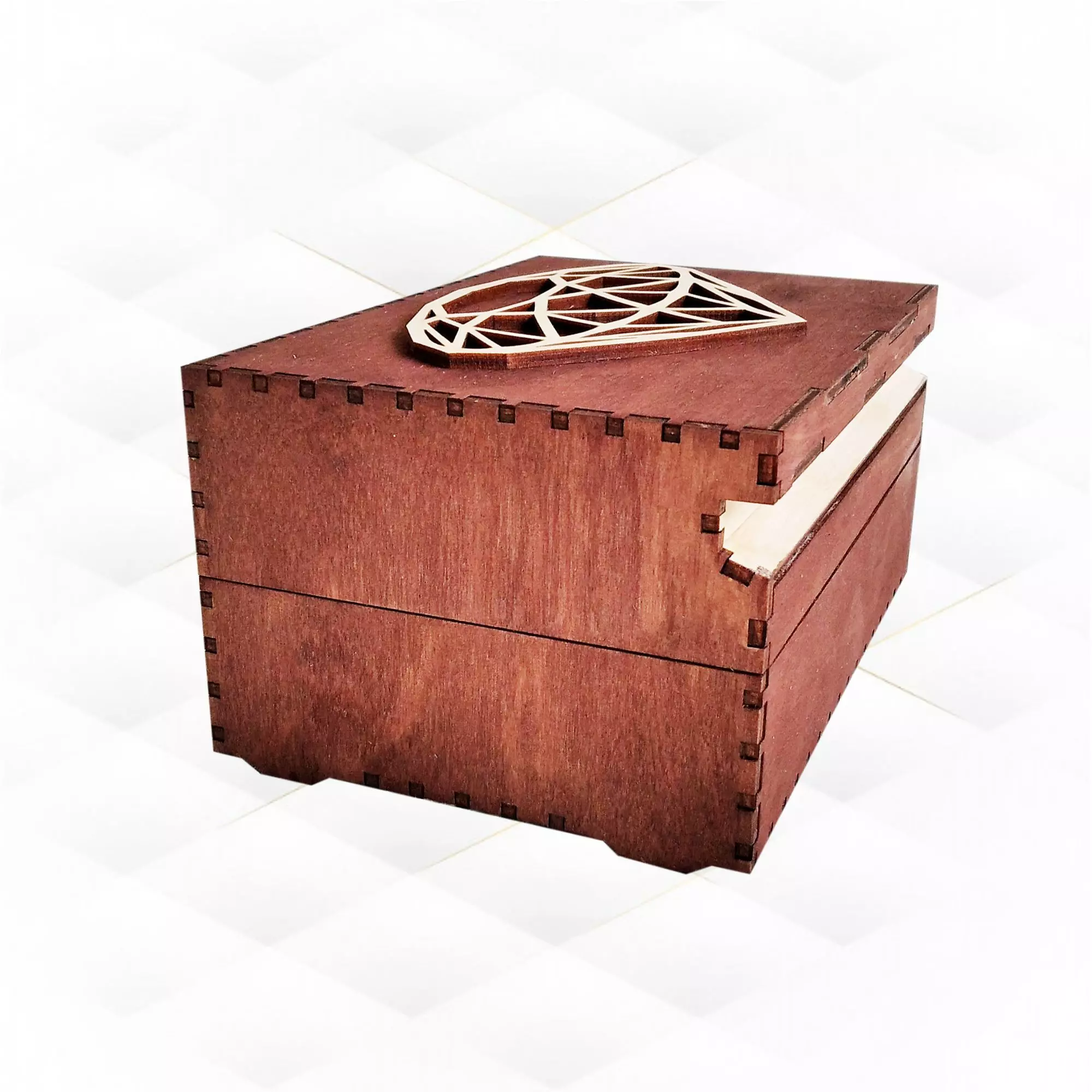 Gift jewelry box diamond pattern laser cut design 3D print model_0