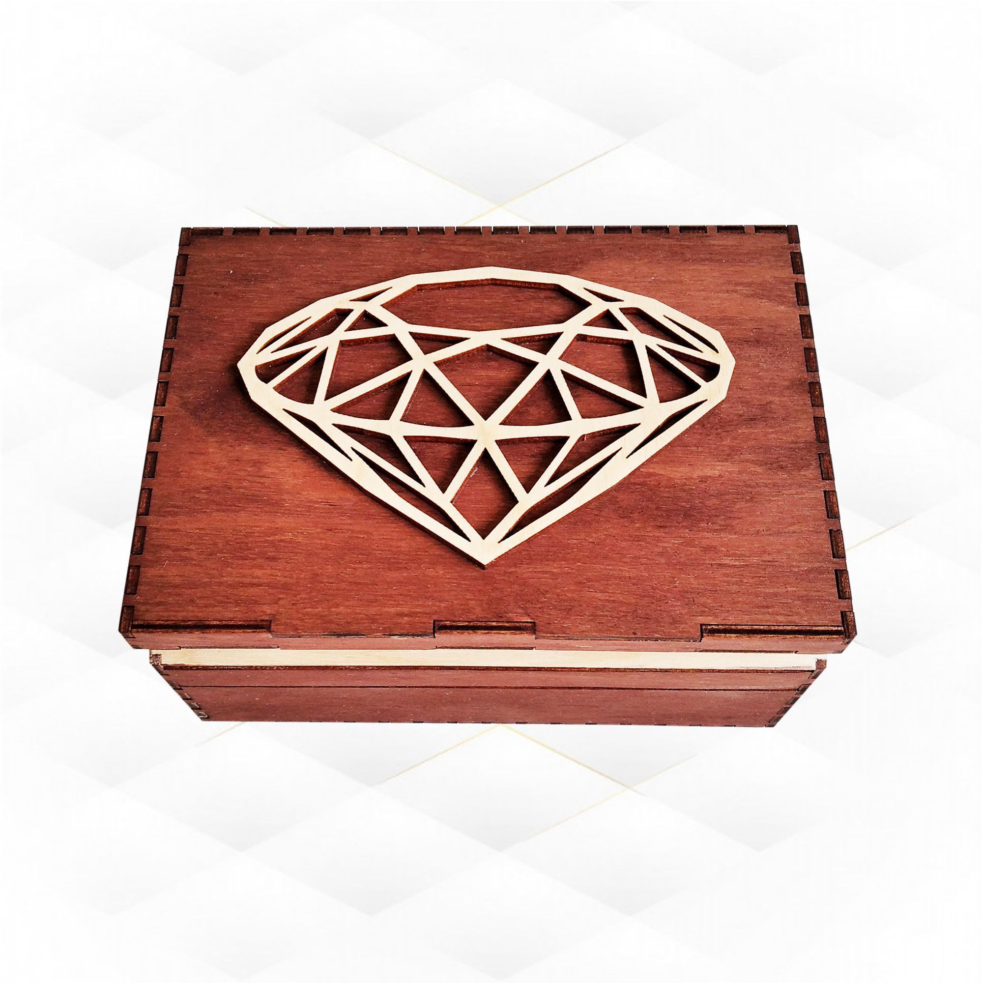 Gift jewelry box diamond pattern laser cut design 3D print model_1
