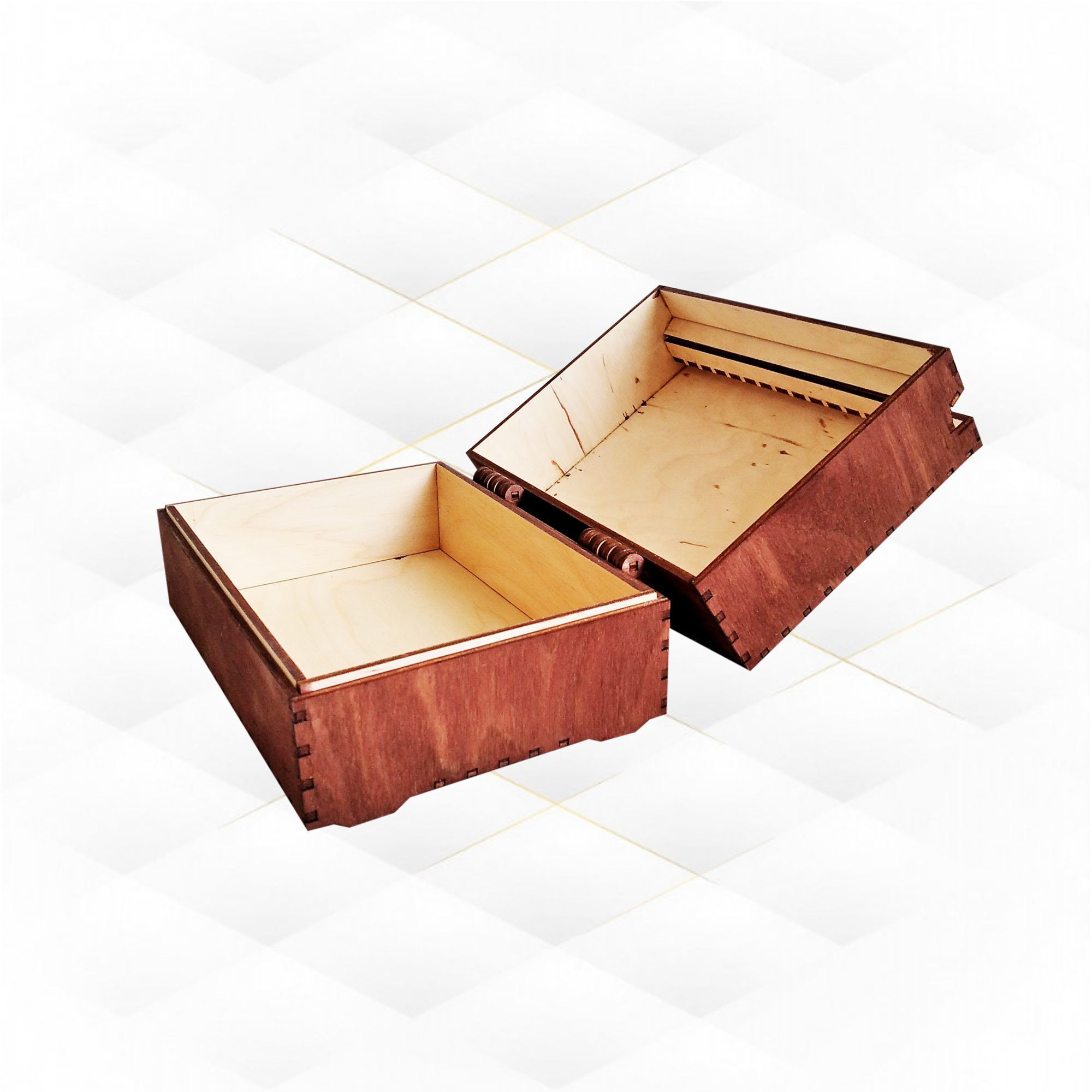 Gift jewelry box diamond pattern laser cut design 3D print model_2