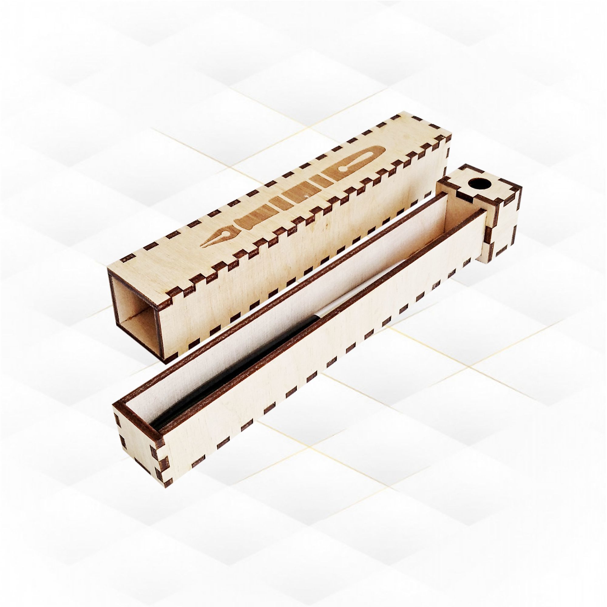 Sliding gift box for pen svg dxf  template for laser cut 3D print model_4