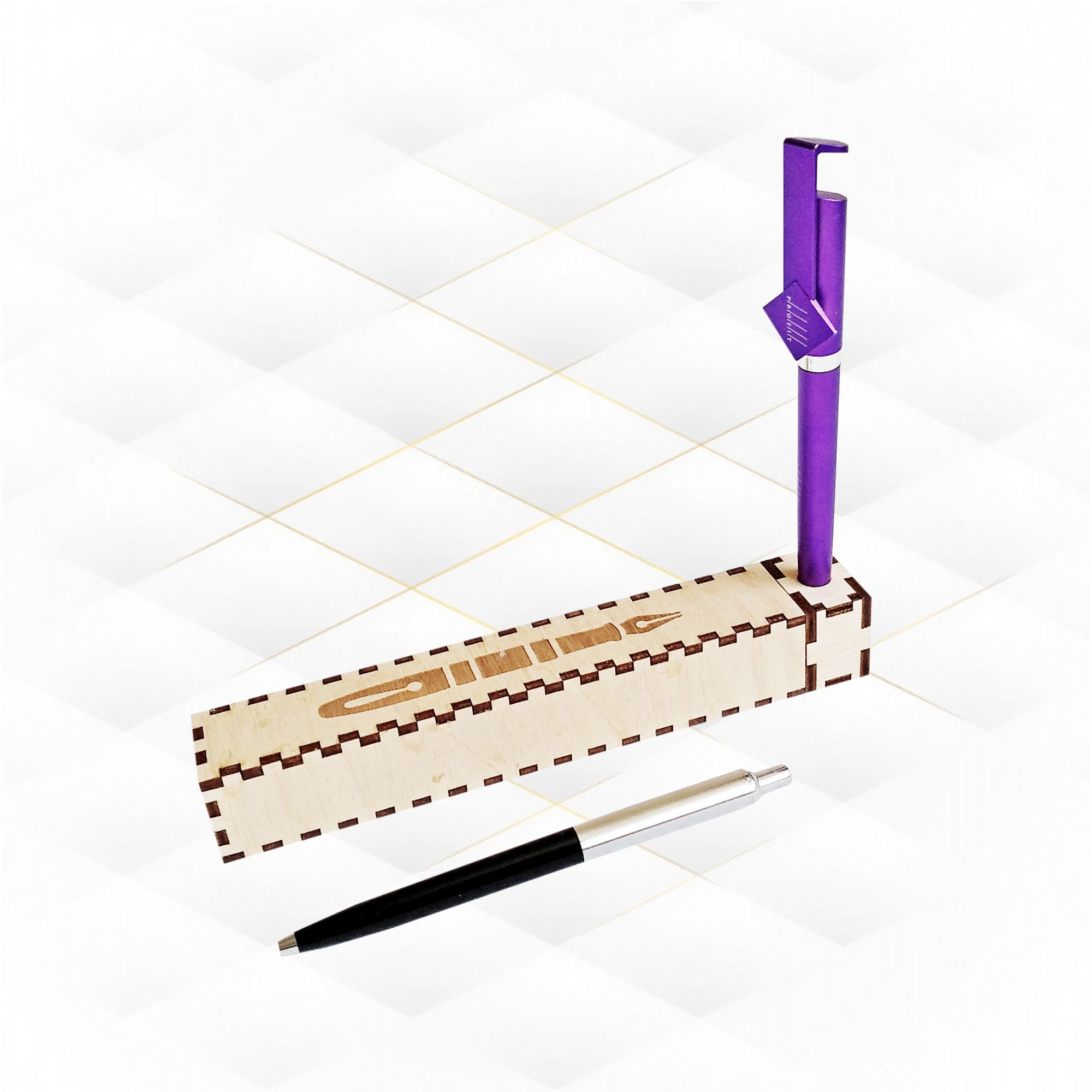 Sliding gift box for pen svg dxf  template for laser cut 3D print model_1