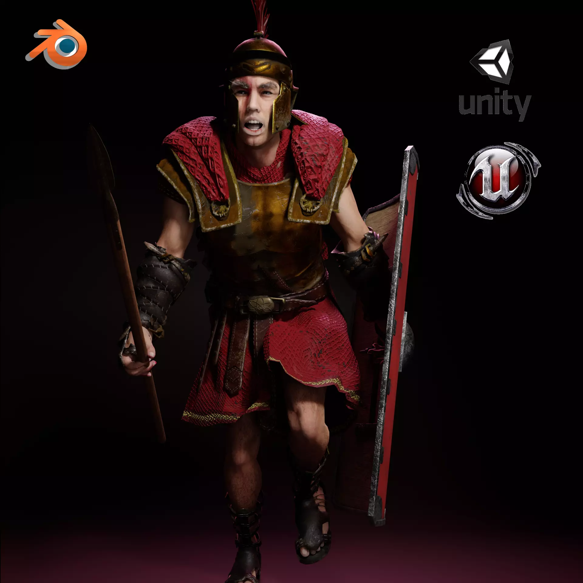 Spartan Hoplite Rigged Game Ready Model Low-poly 3D model_0