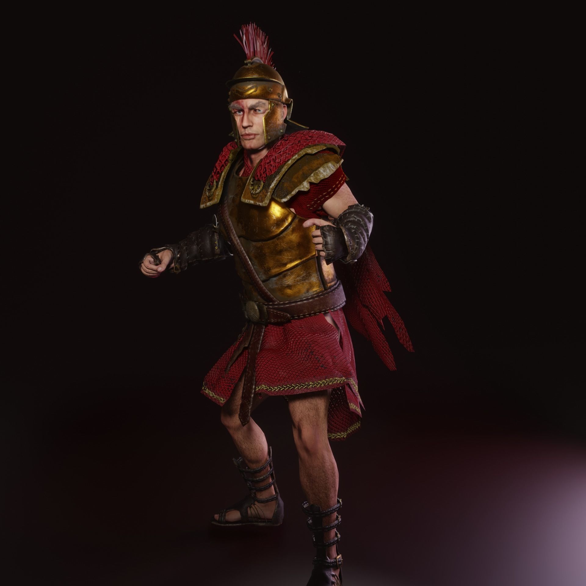 Spartan Hoplite Rigged Game Ready Model Low-poly 3D model_12