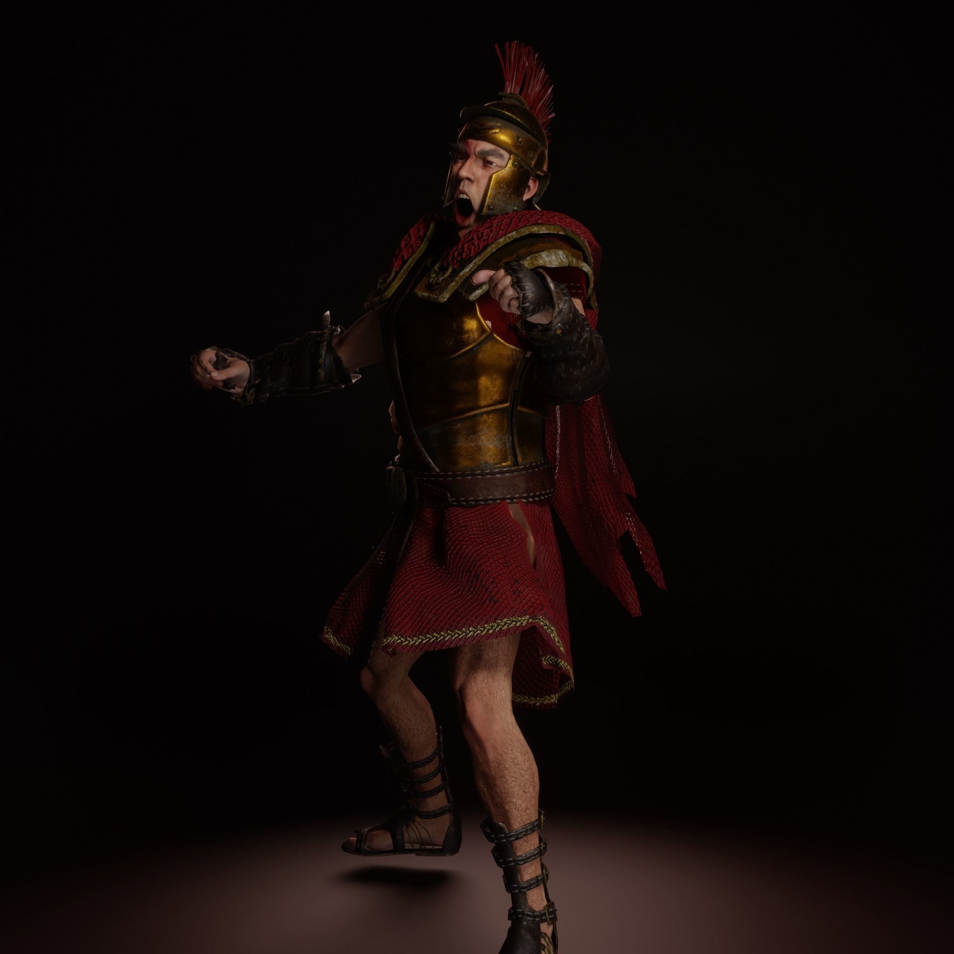 Spartan Hoplite Rigged Game Ready Model Low-poly 3D model_4