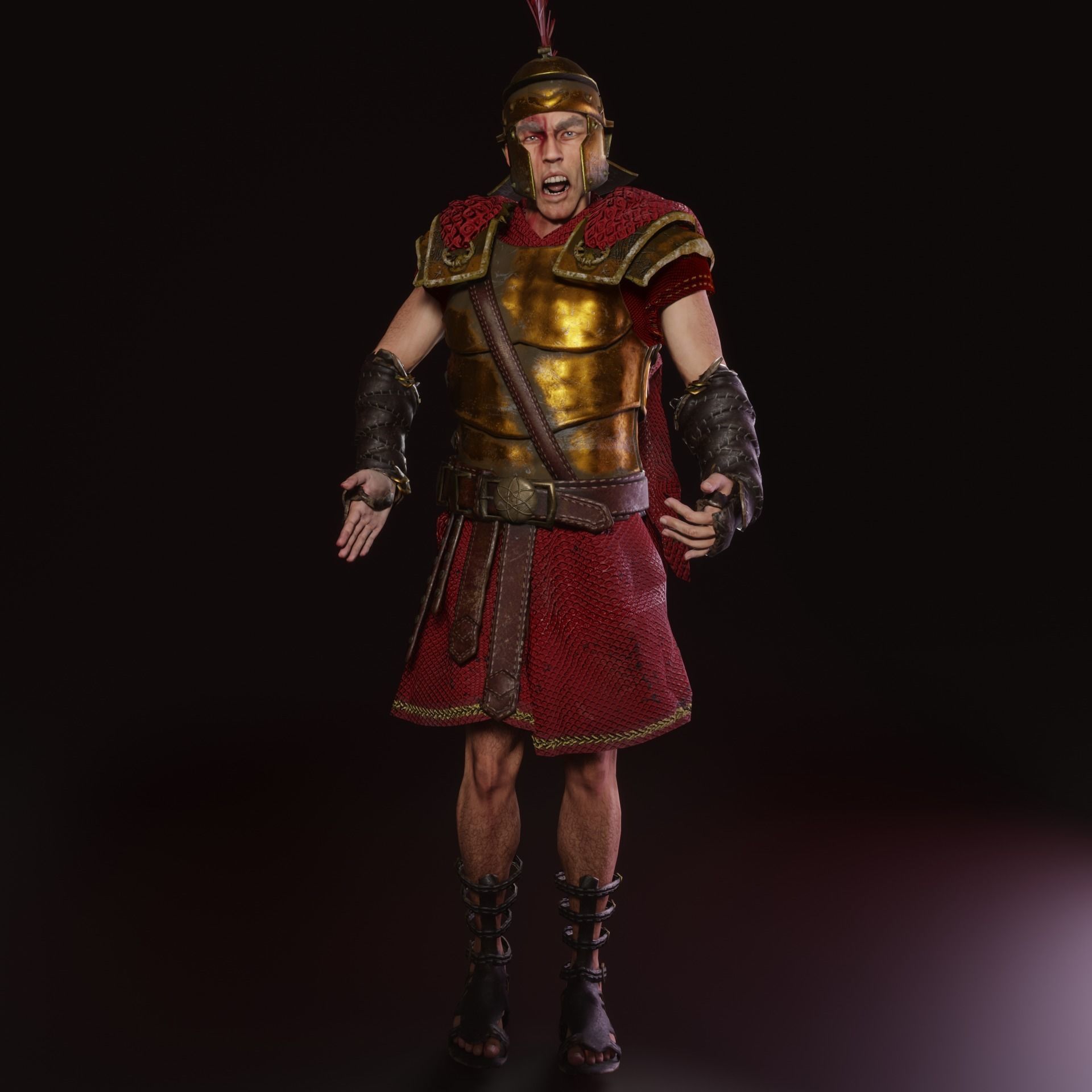Spartan Hoplite Rigged Game Ready Model Low-poly 3D model_7