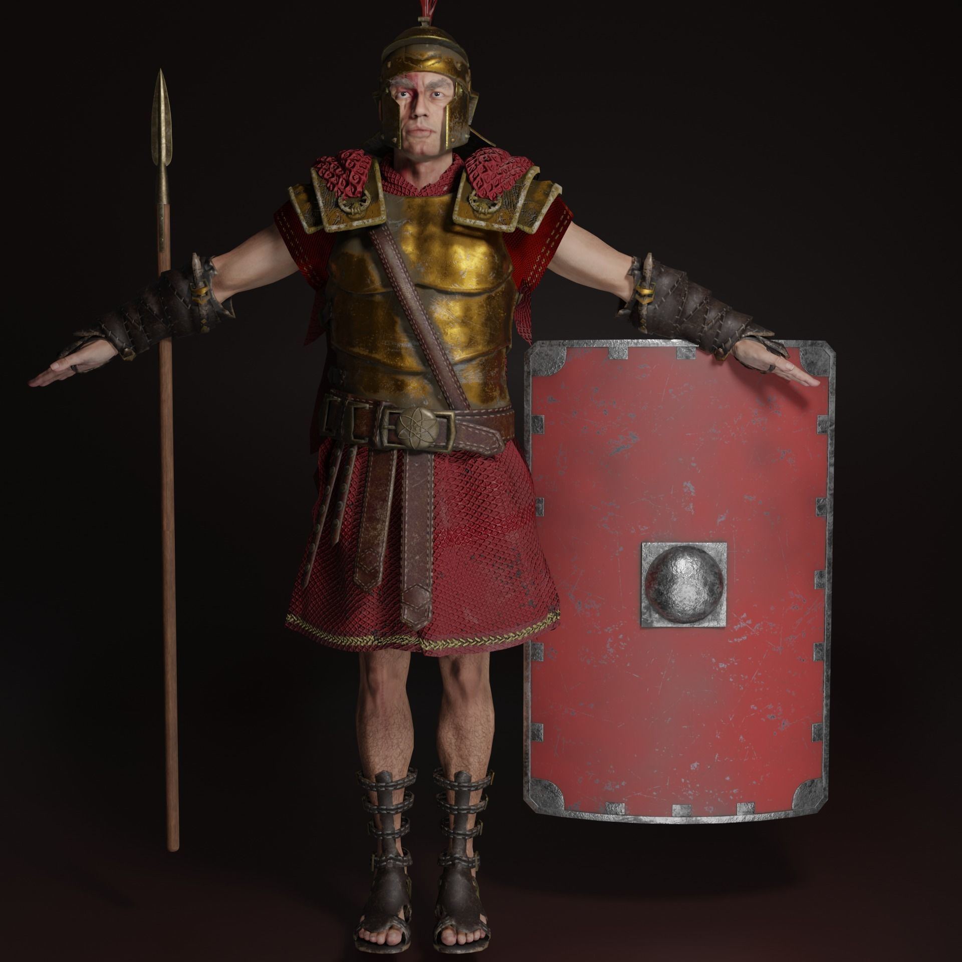 Spartan Hoplite Rigged Game Ready Model Low-poly 3D model_2