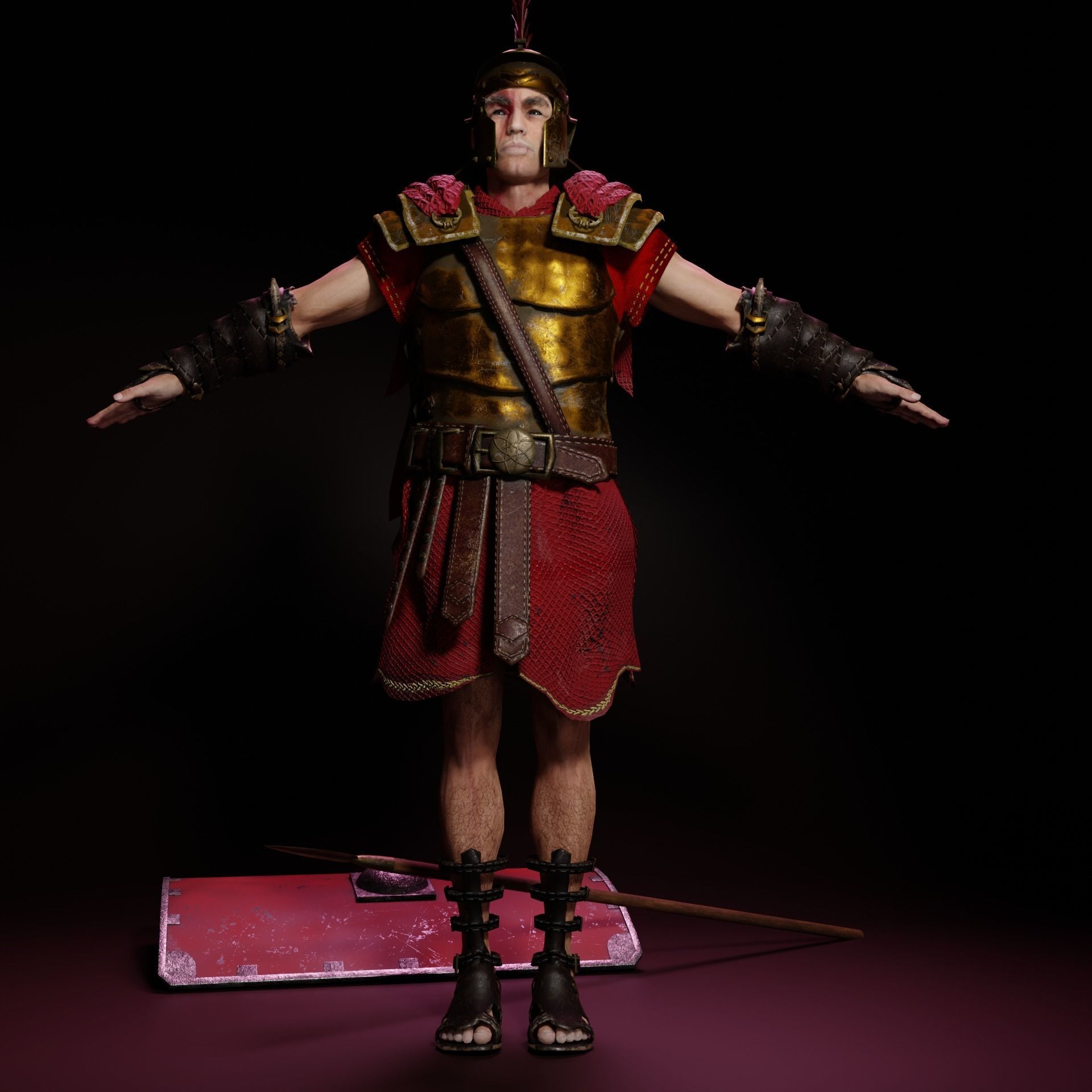 Spartan Hoplite Rigged Game Ready Model Low-poly 3D model_8
