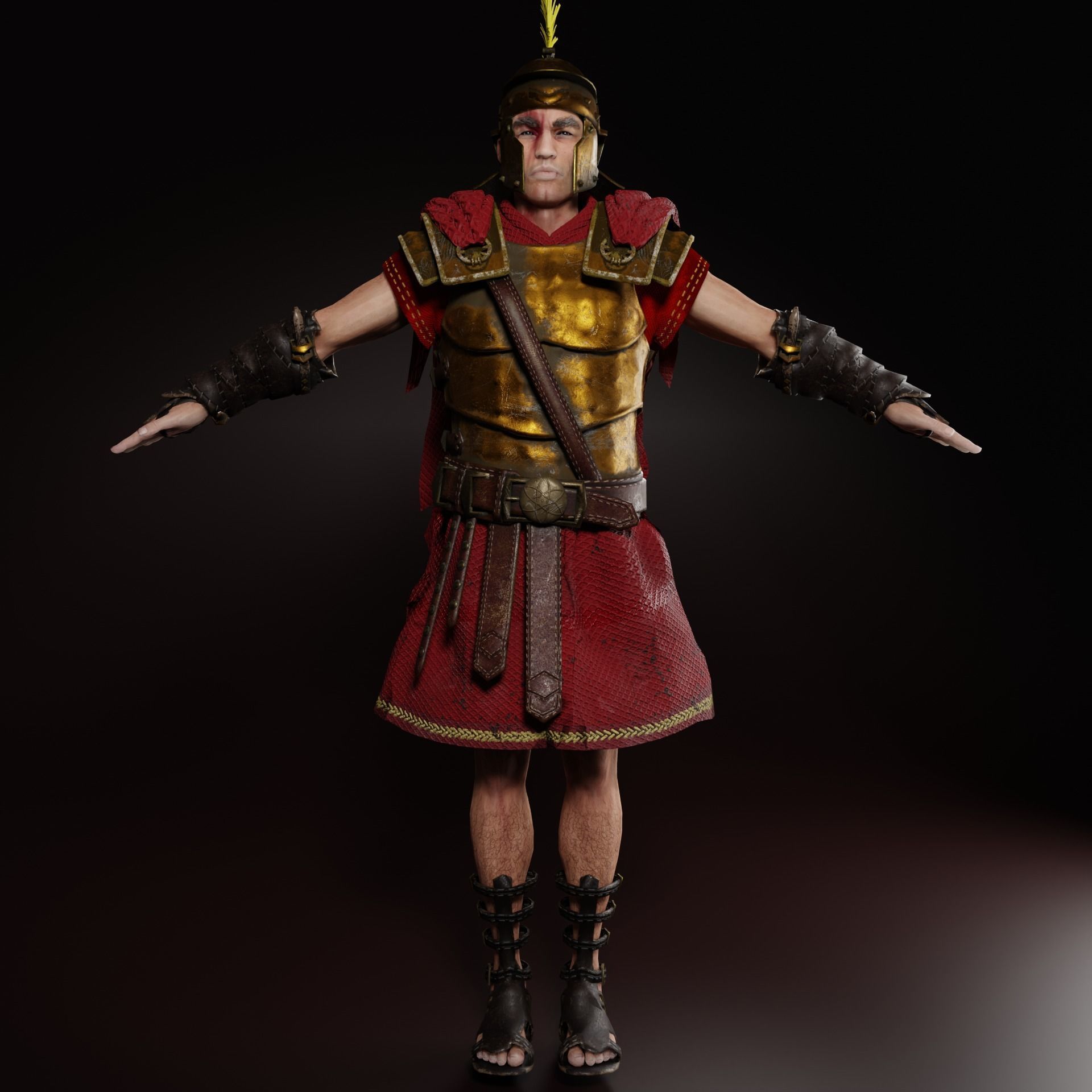 Spartan Hoplite Rigged Game Ready Model Low-poly 3D model_13