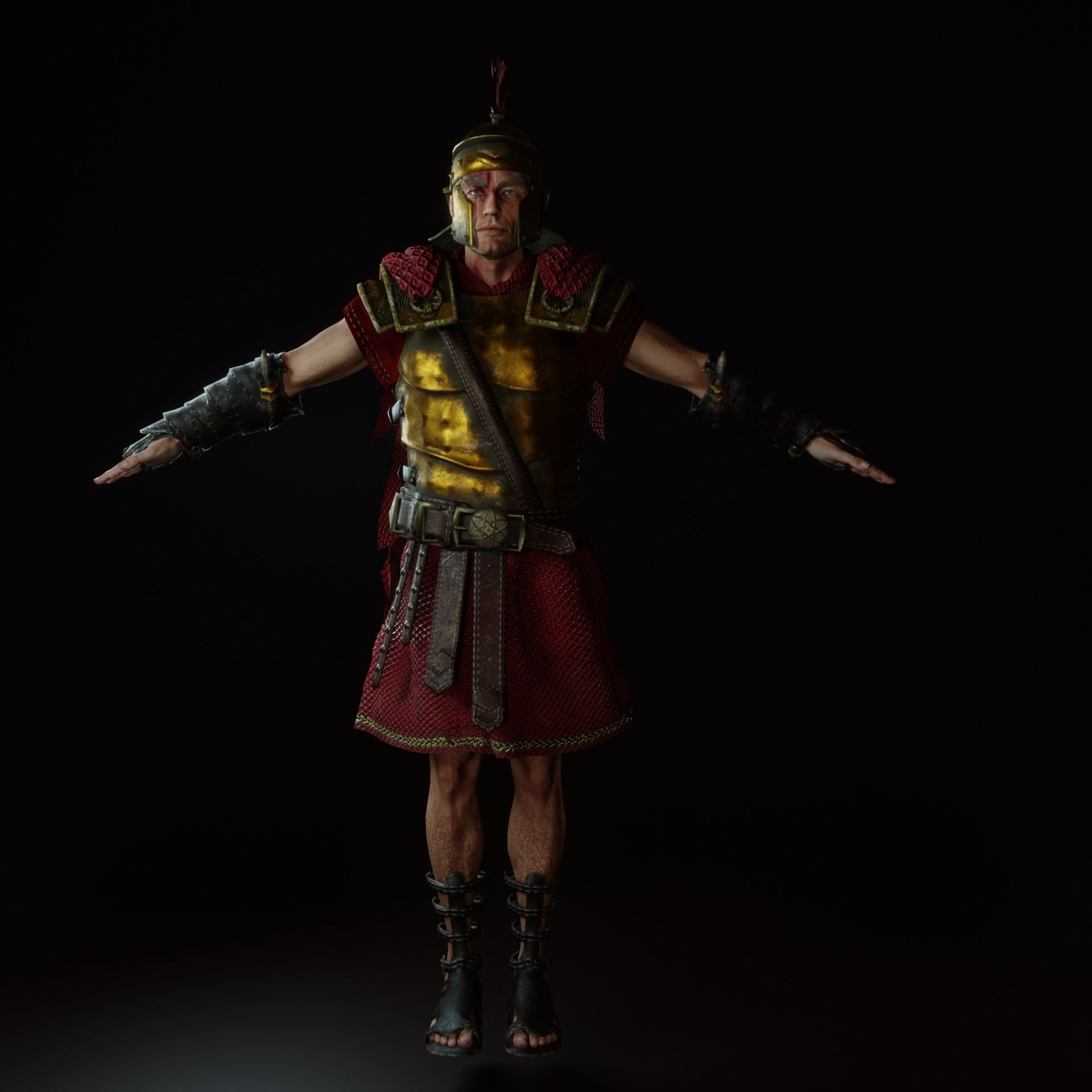 Spartan Hoplite Rigged Game Ready Model Low-poly 3D model_11
