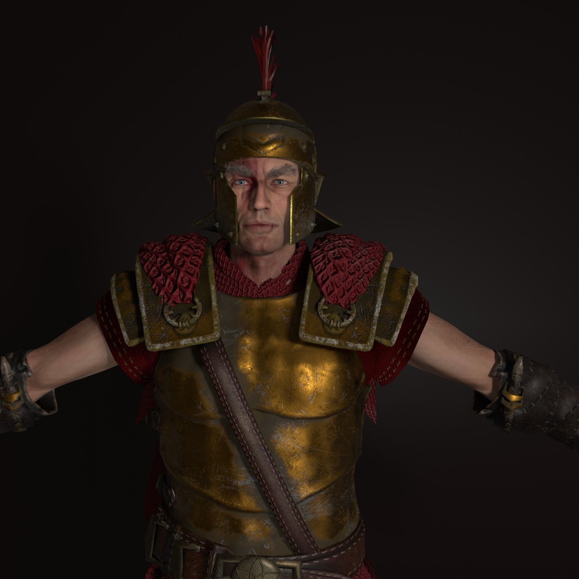 Spartan Hoplite Rigged Game Ready Model Low-poly 3D model_3