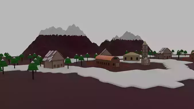 Low Poly Snowy City