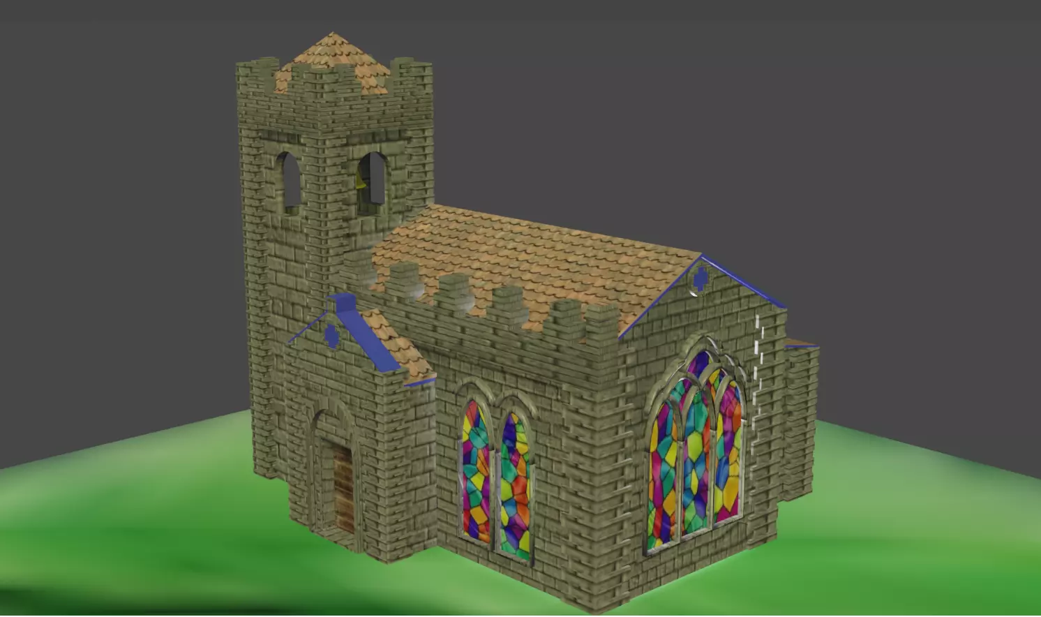 Monostery Low-poly 3D model_0