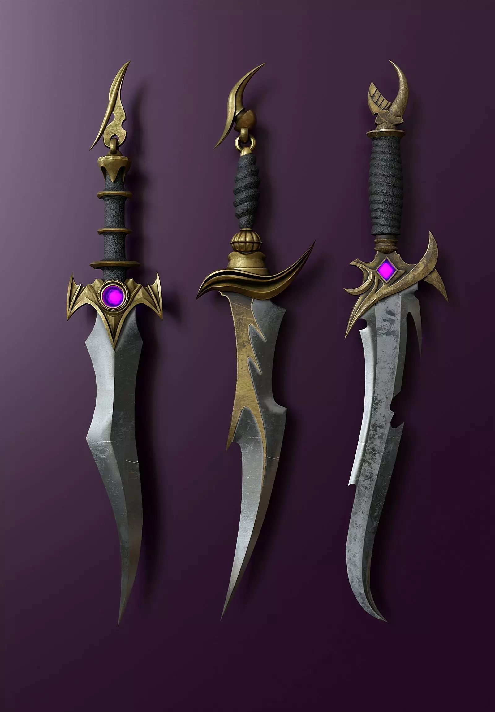 Fantasy Dagger Set 33 3D model_0