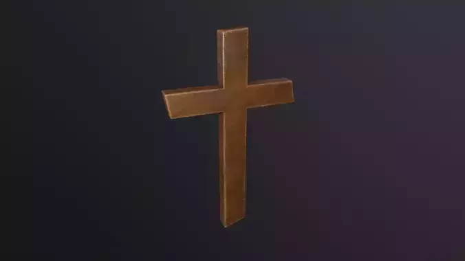 Cross Wooden 3D Model Low-poly 3D model