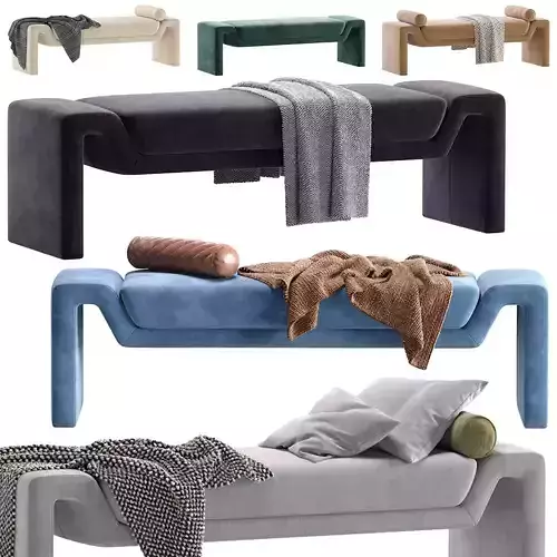Perimeter Anthracite Velvet Bench By CB2