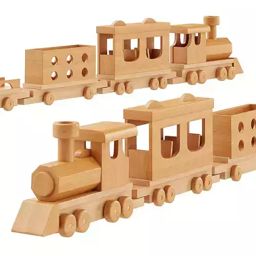 TRAIN LOCOMOTIVE AND CARS 3D model