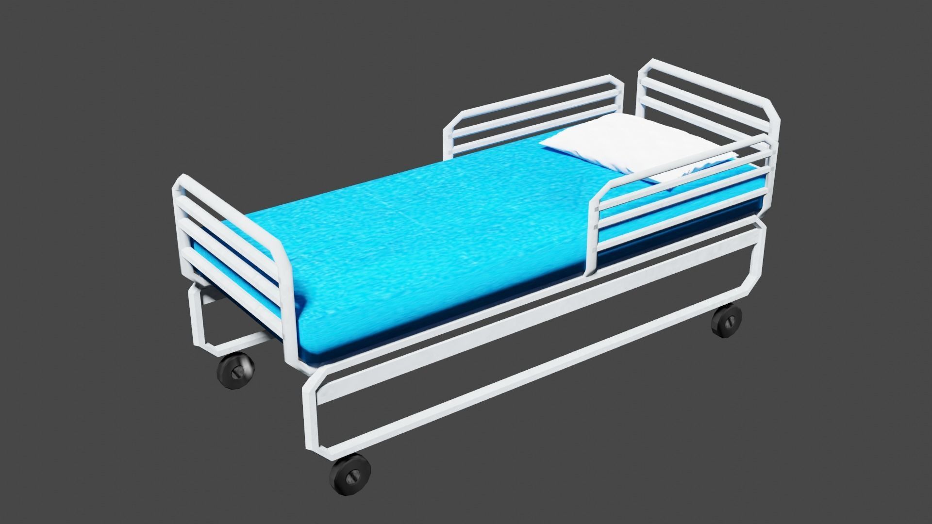 3D Hospital Bed Low-poly 3D model_2