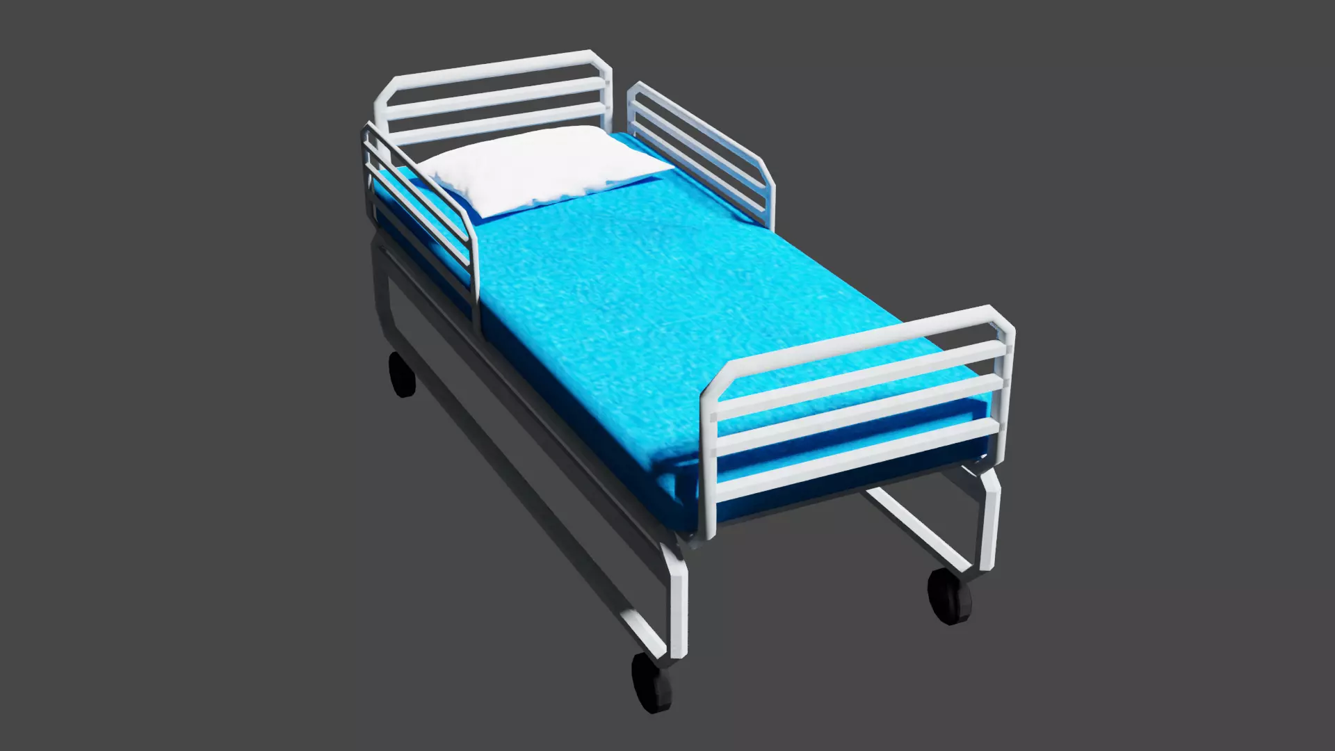 3D Hospital Bed Low-poly 3D model_0