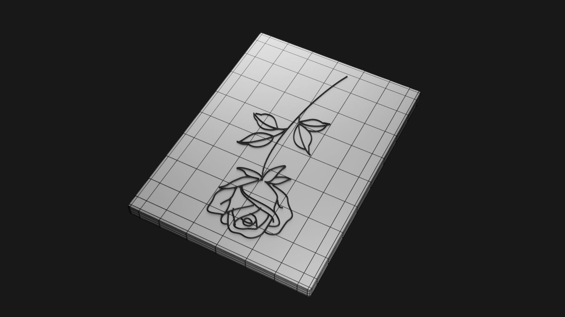 Rose Line Art with Frame 3D print model_7