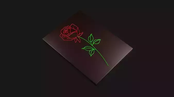Rose Line Art with Frame