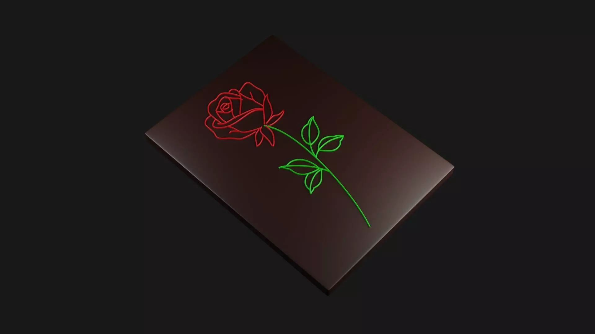 Rose Line Art with Frame 3D print model_0