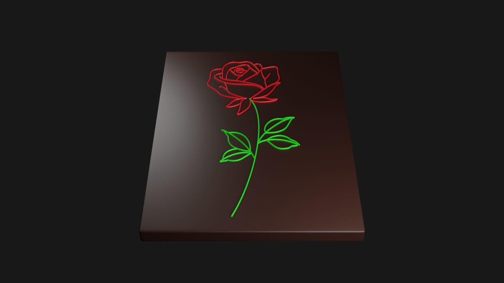 Rose Line Art with Frame 3D print model_1