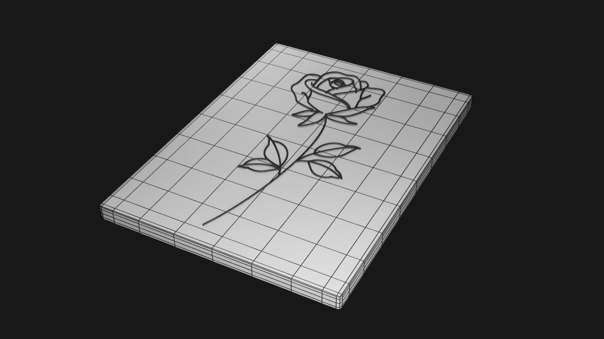 Rose Line Art with Frame 3D print model_6