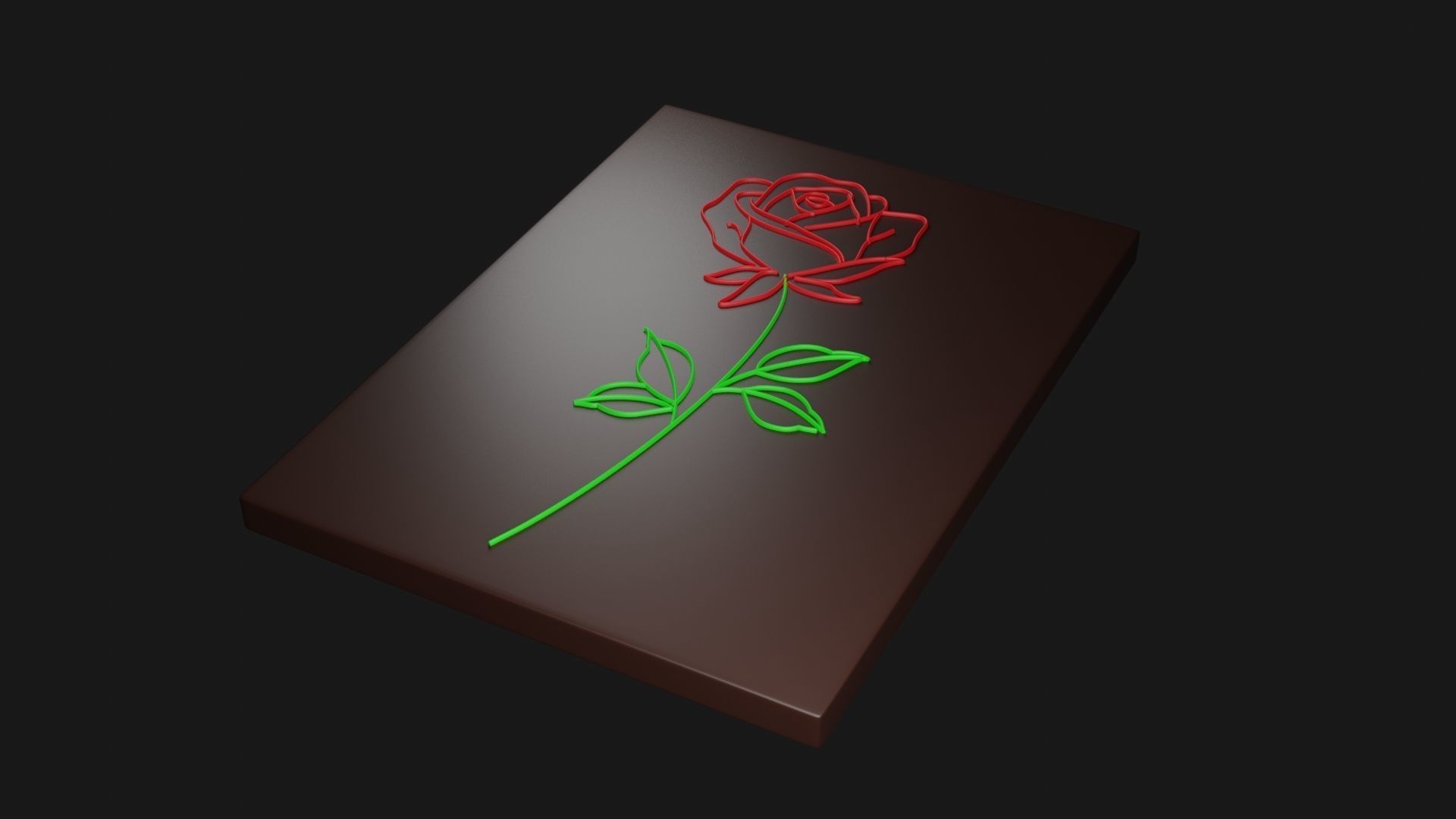 Rose Line Art with Frame 3D print model_2