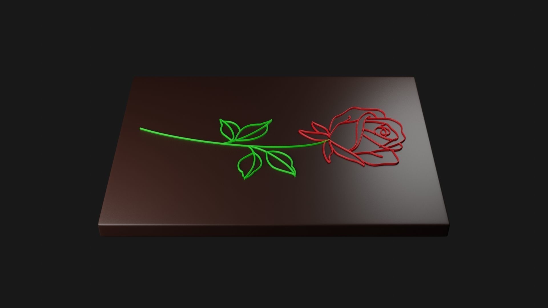 Rose Line Art with Frame 3D print model_3