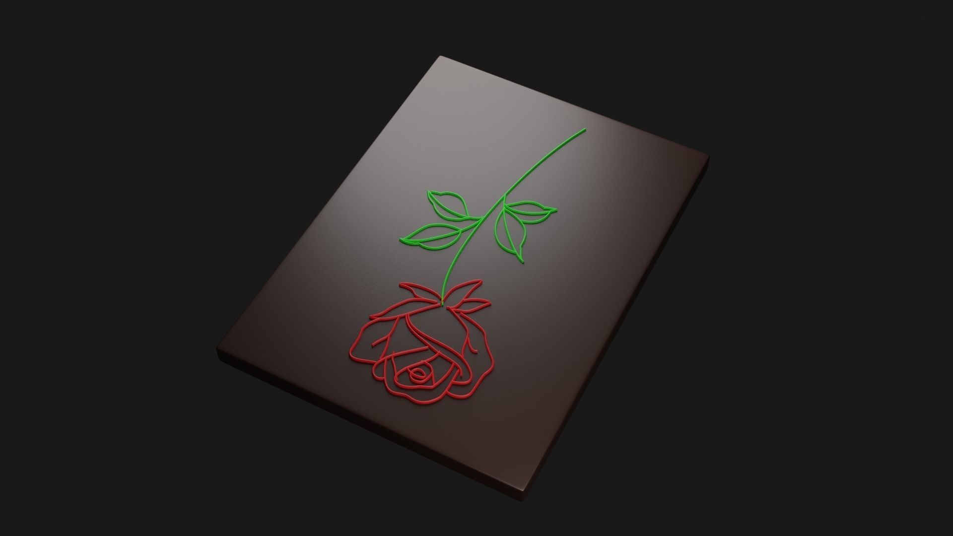 Rose Line Art with Frame 3D print model_4