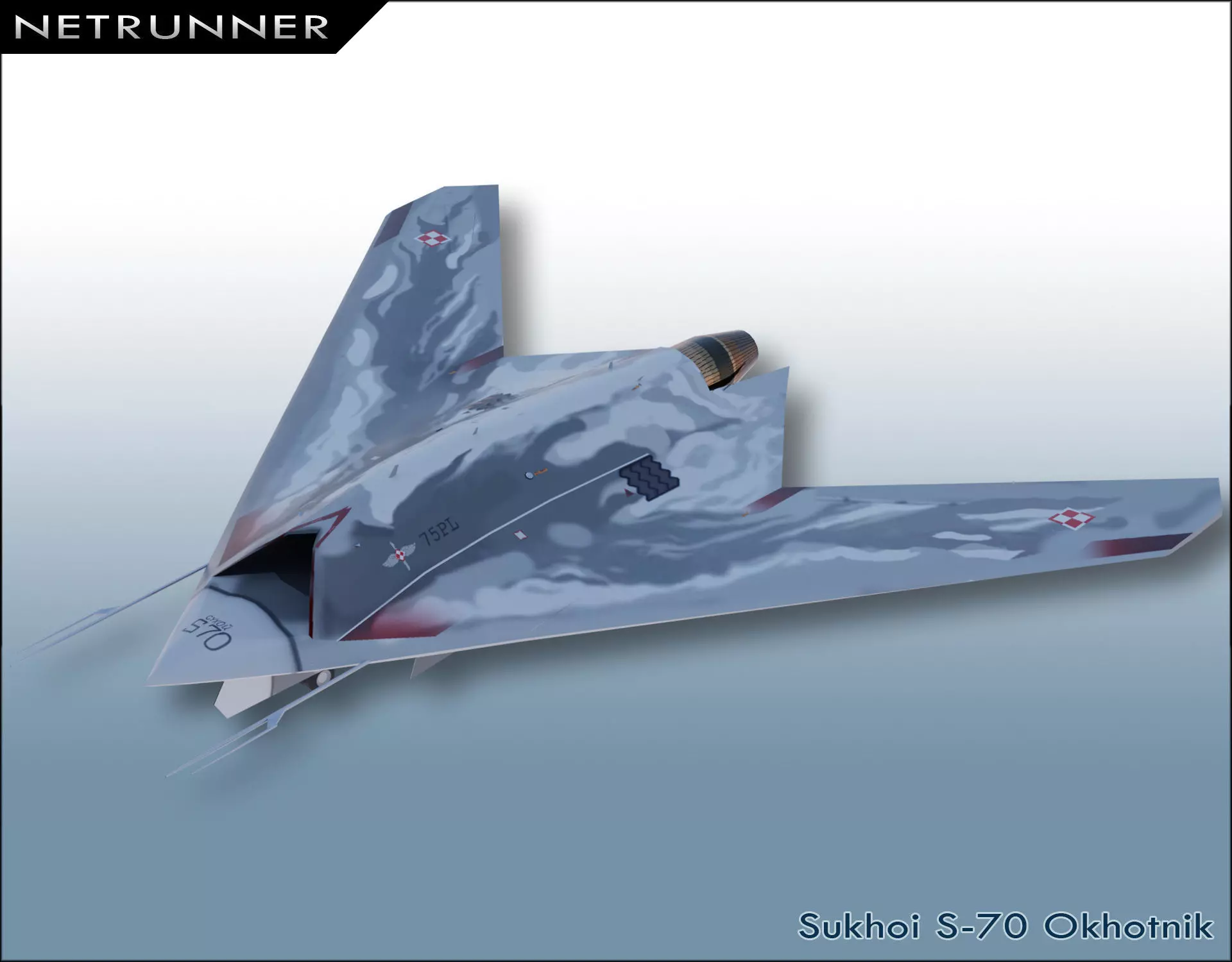 Sukhoi S-70 Okhotnik Low-poly 3D model