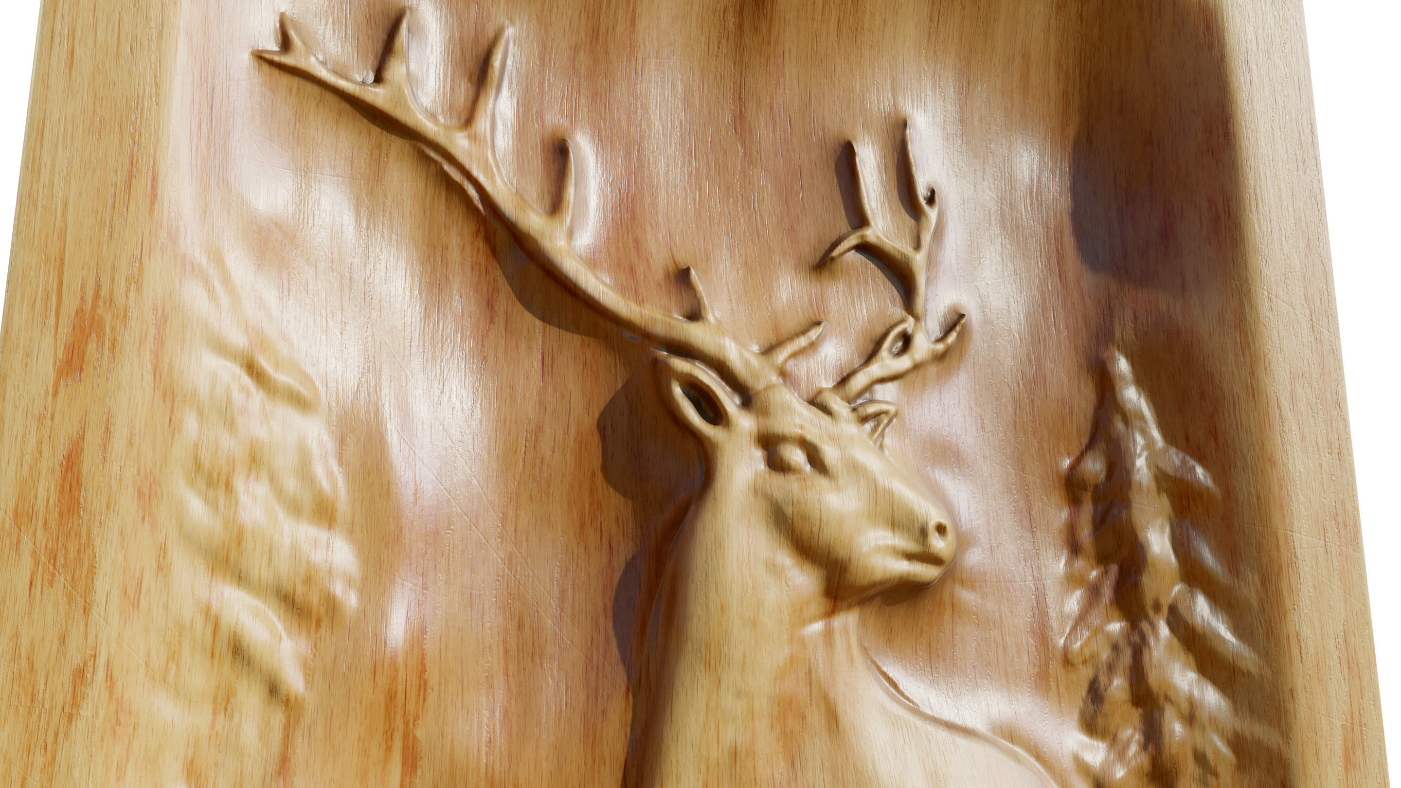 Wooden Deer Carved Board 3D model_10