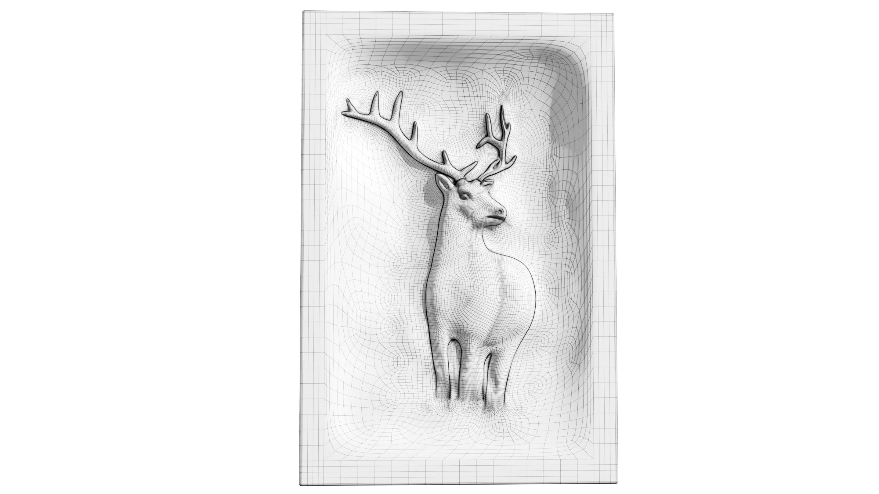 Wooden Deer Carved Board 3D model_17