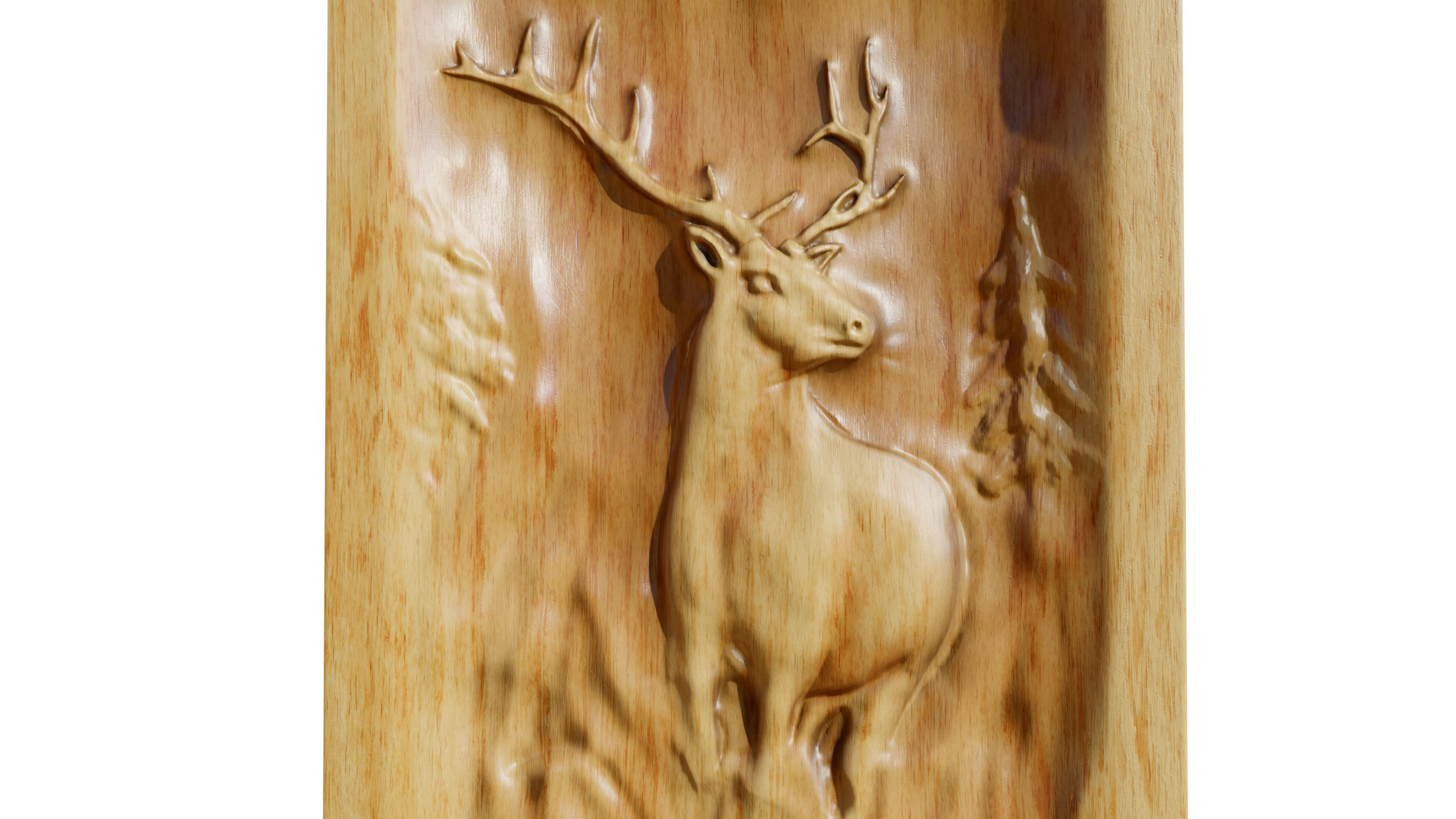 Wooden Deer Carved Board 3D model_9