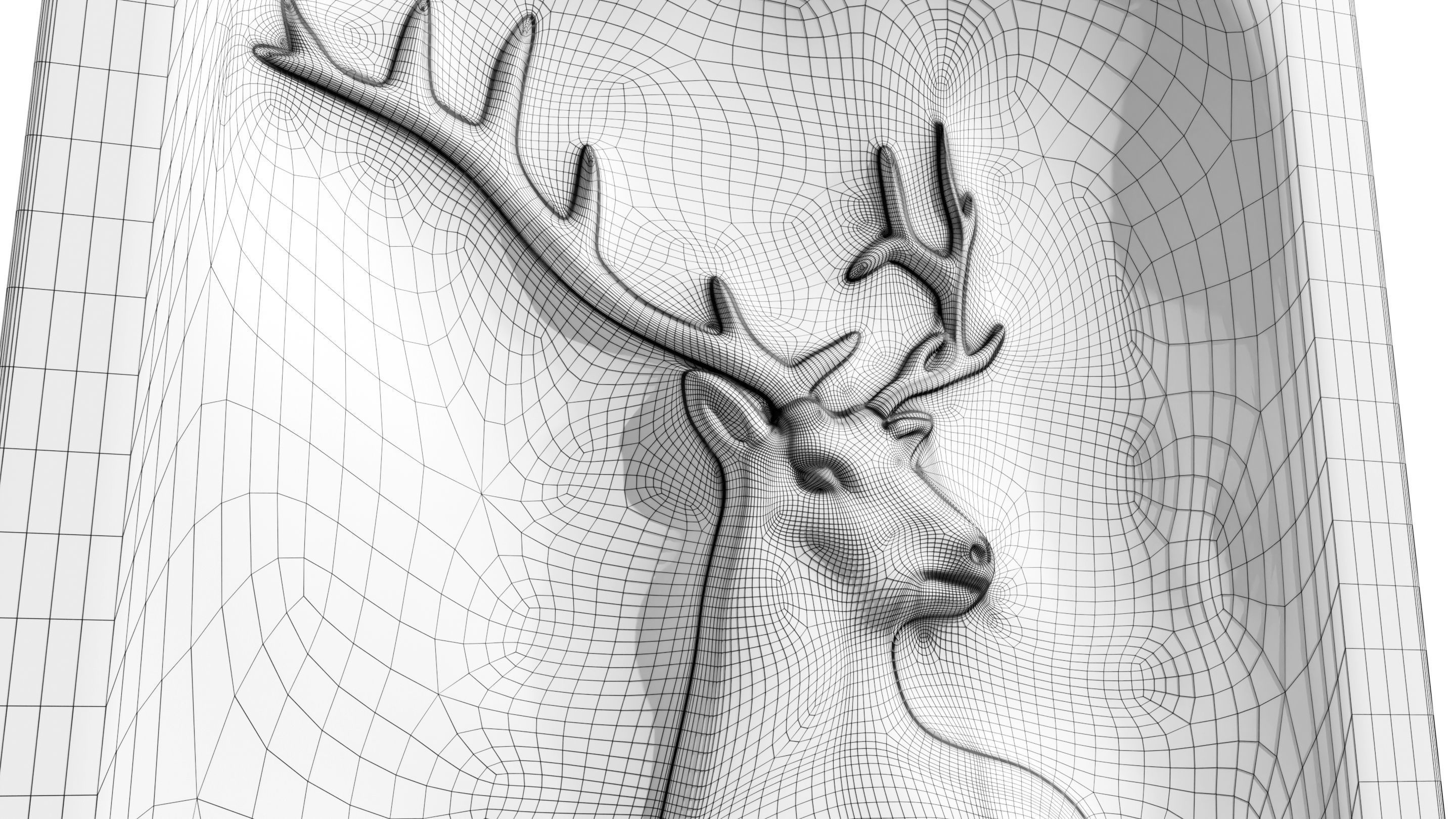 Wooden Deer Carved Board 3D model_20