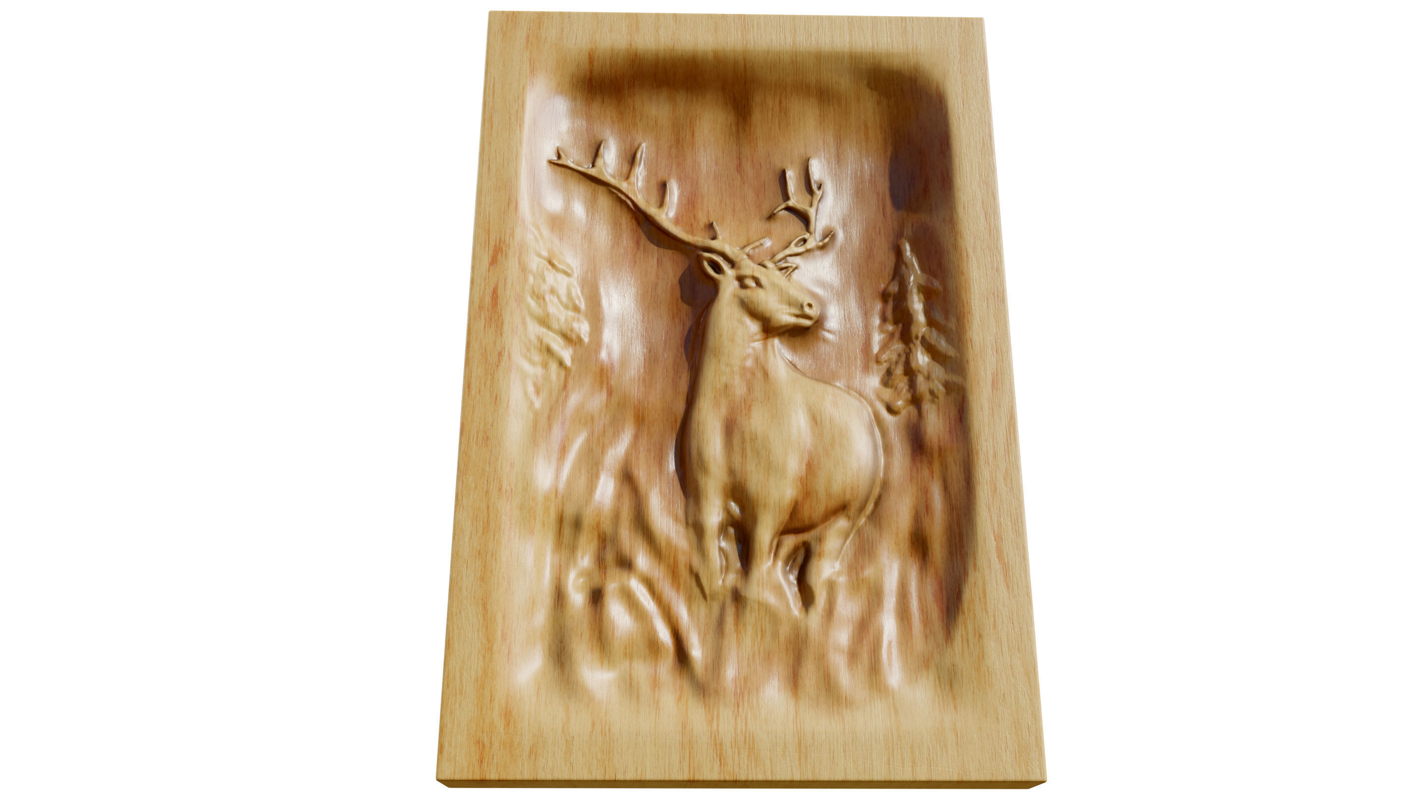 Wooden Deer Carved Board 3D model_8