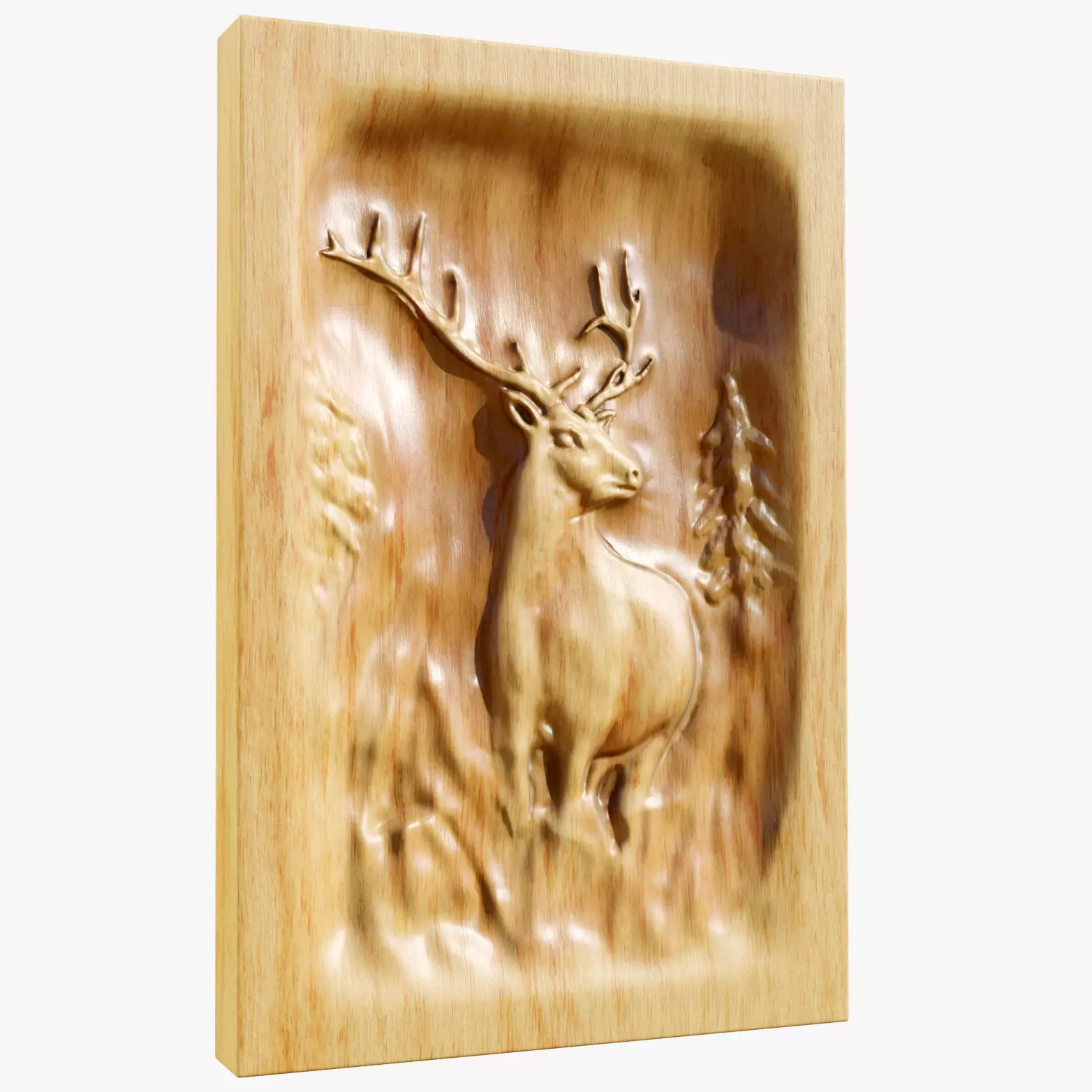 Wooden Deer Carved Board 3D model_0