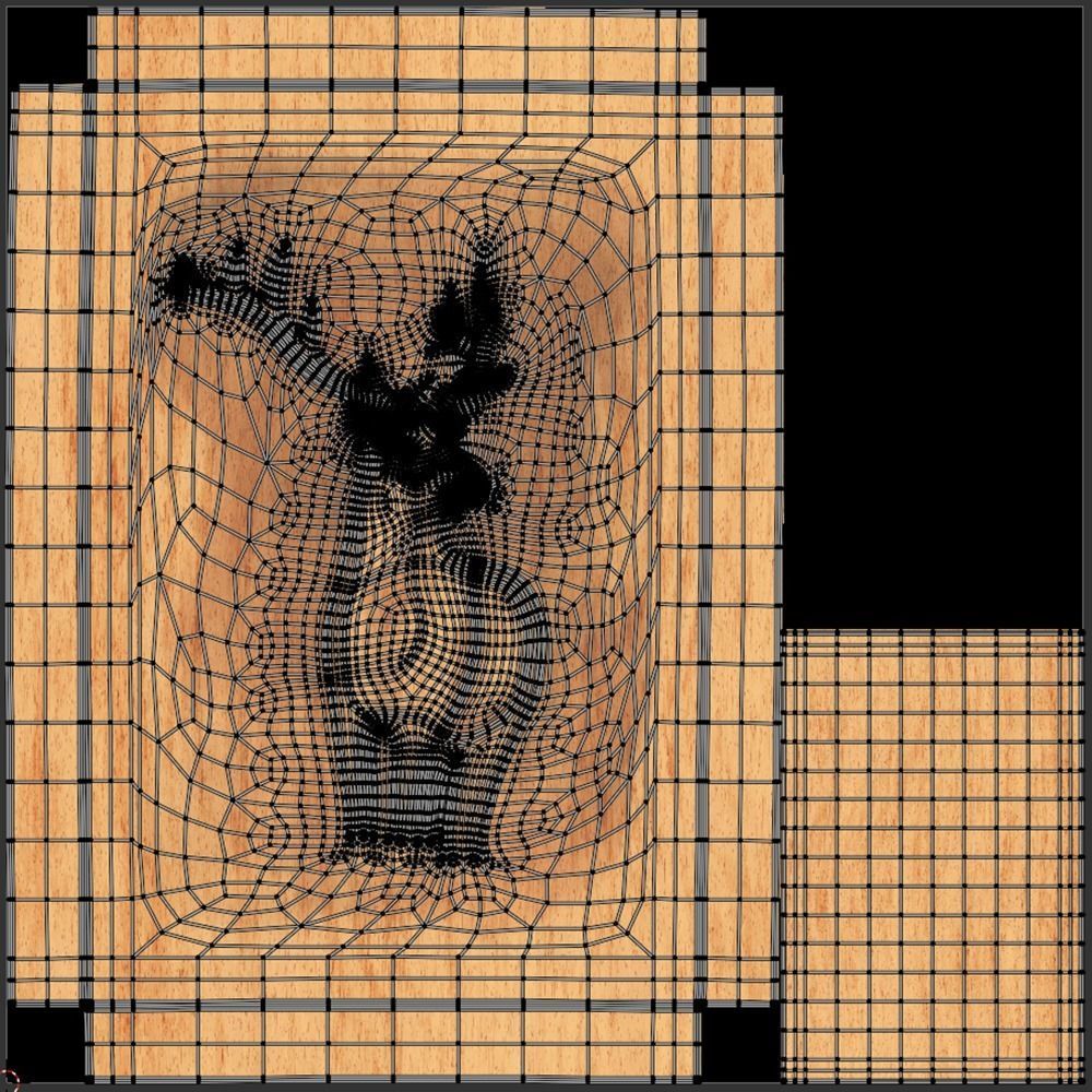 Wooden Deer Carved Board 3D model_11