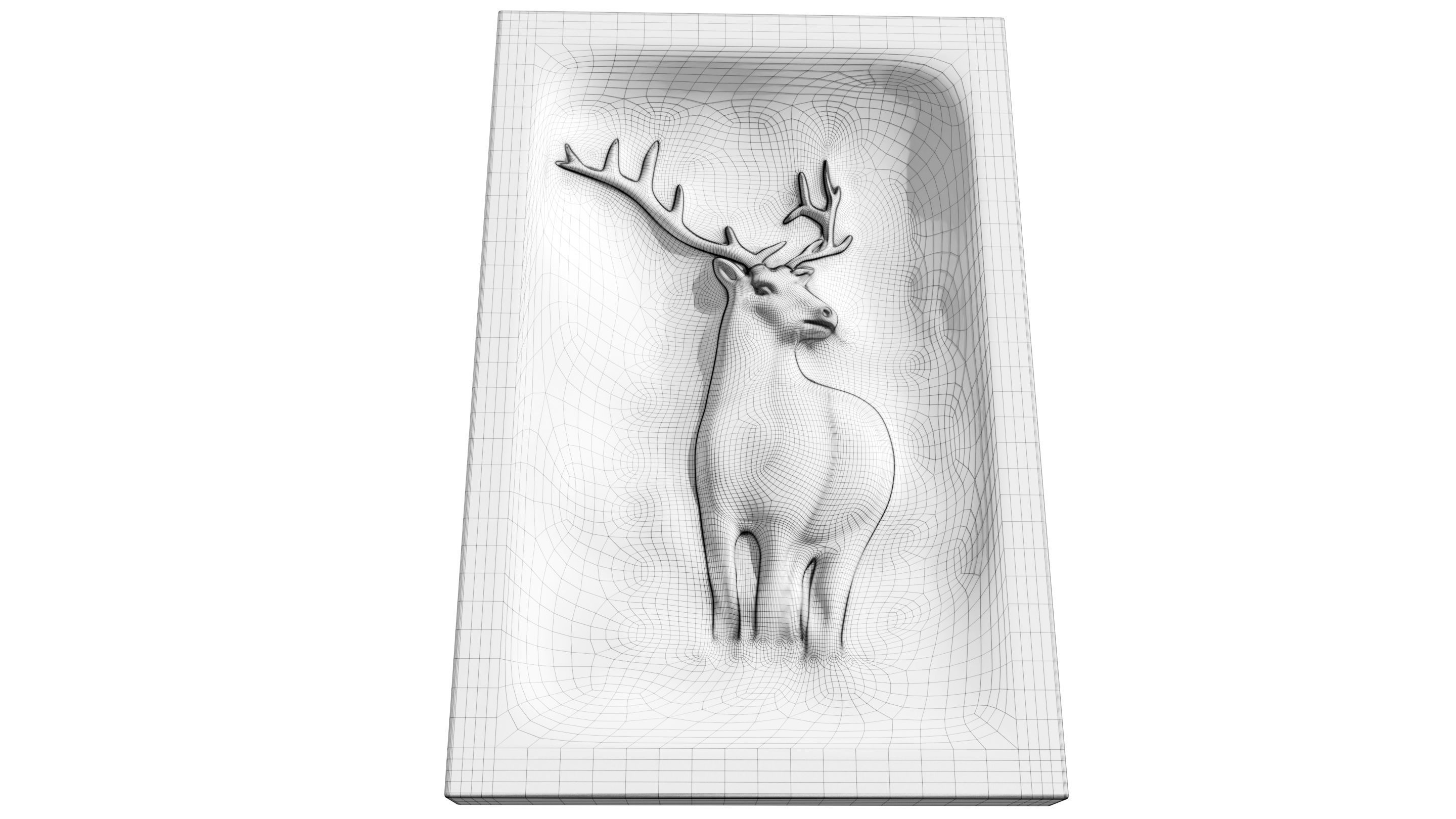 Wooden Deer Carved Board 3D model_18