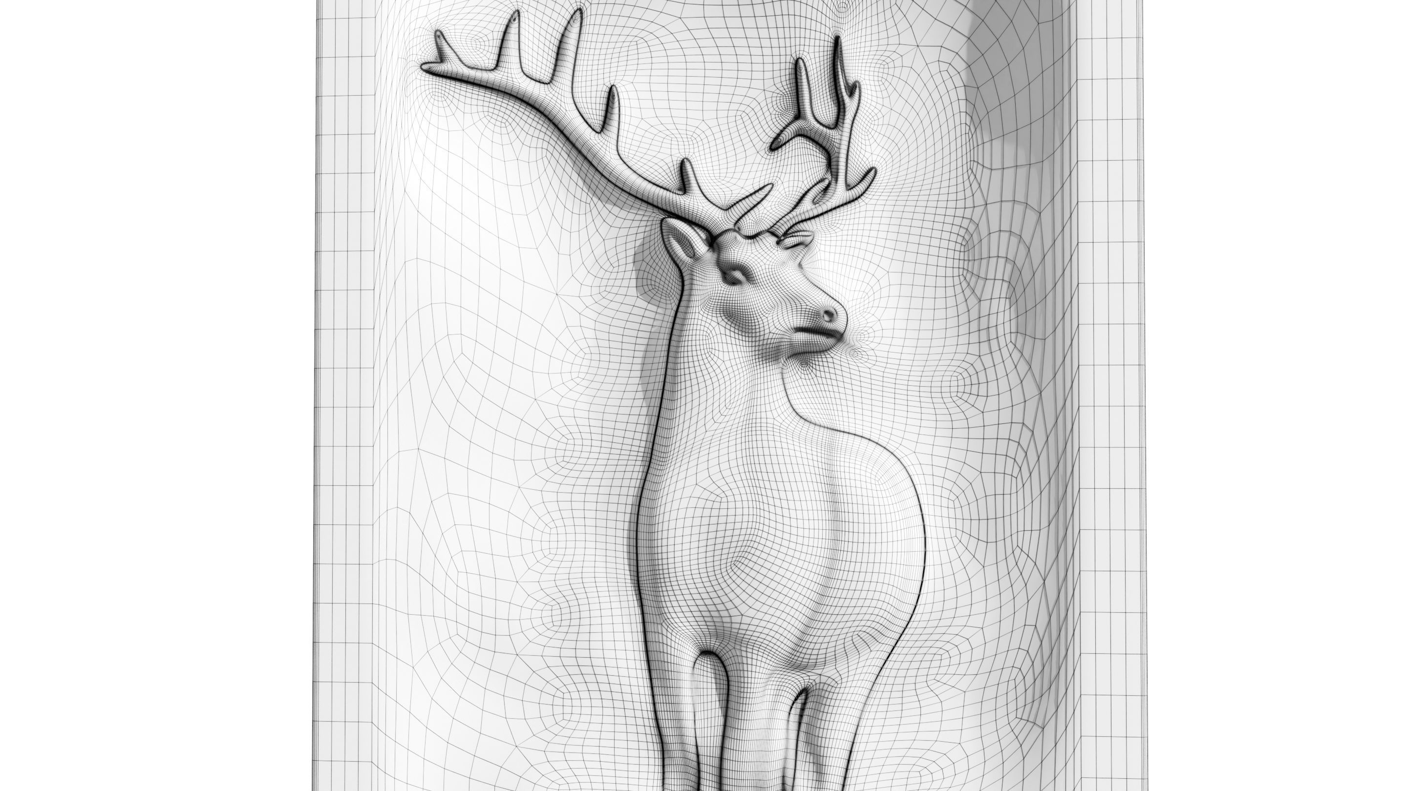 Wooden Deer Carved Board 3D model_19