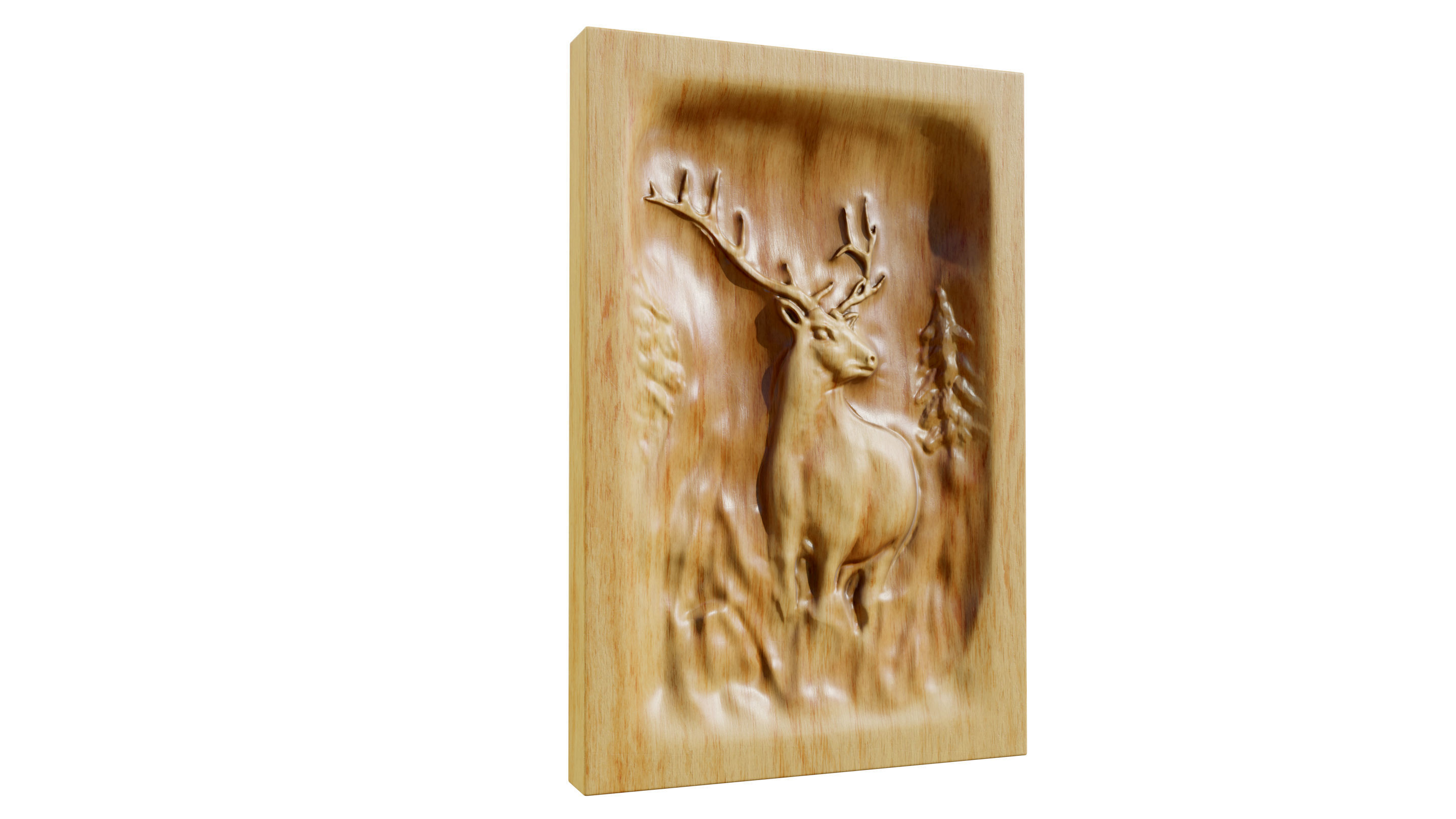 Wooden Deer Carved Board 3D model_6