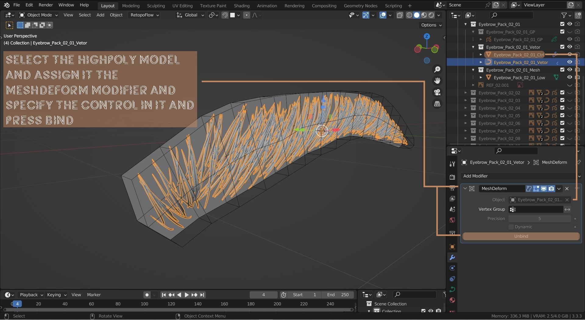 Eyebrow Pack 04 Exotic Low-poly 3D model_14
