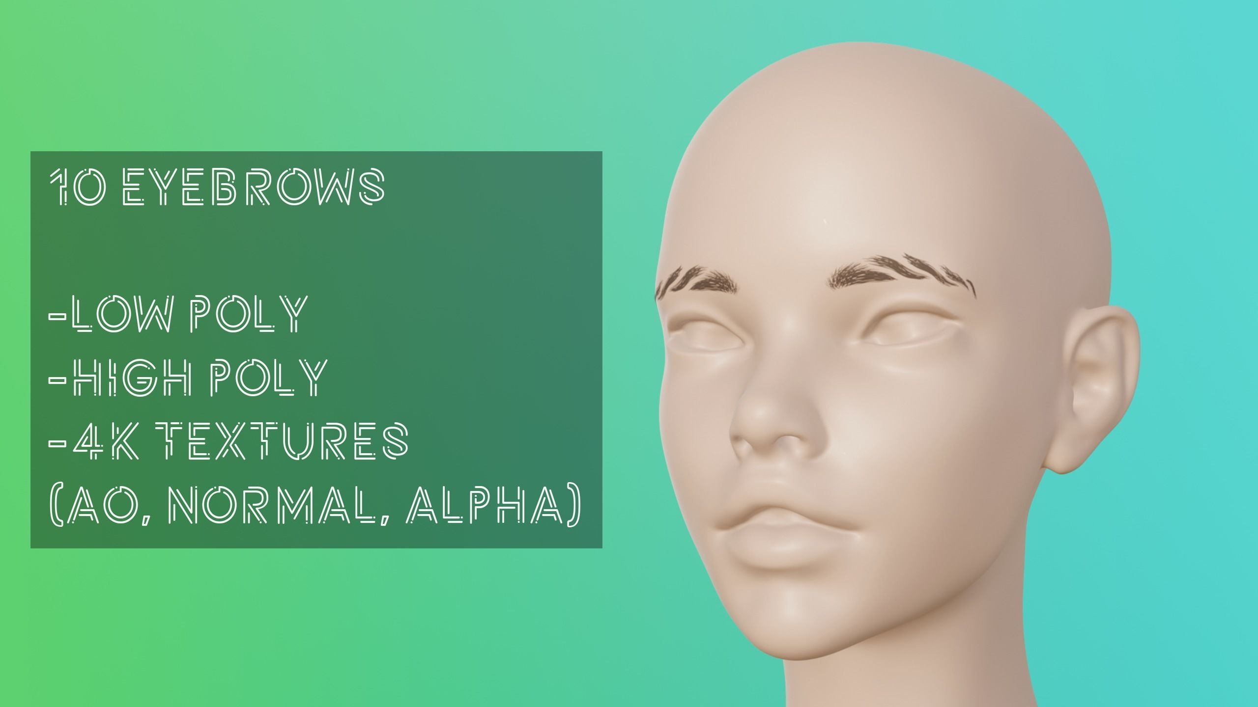 Eyebrow Pack 04 Exotic Low-poly 3D model_2